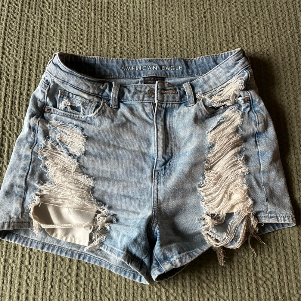 American Eagle Distressed Denim Mom Shorts